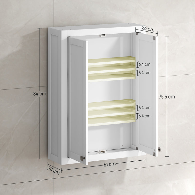 Wall Mounted Bathroom Cabinet With Adjustable Storage Shelves For Organised Spaces White