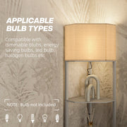 Grey Corner Floor Lamp with Shelves Tall Standing Light for Living Room Pull Chain Switch by HOMCOM