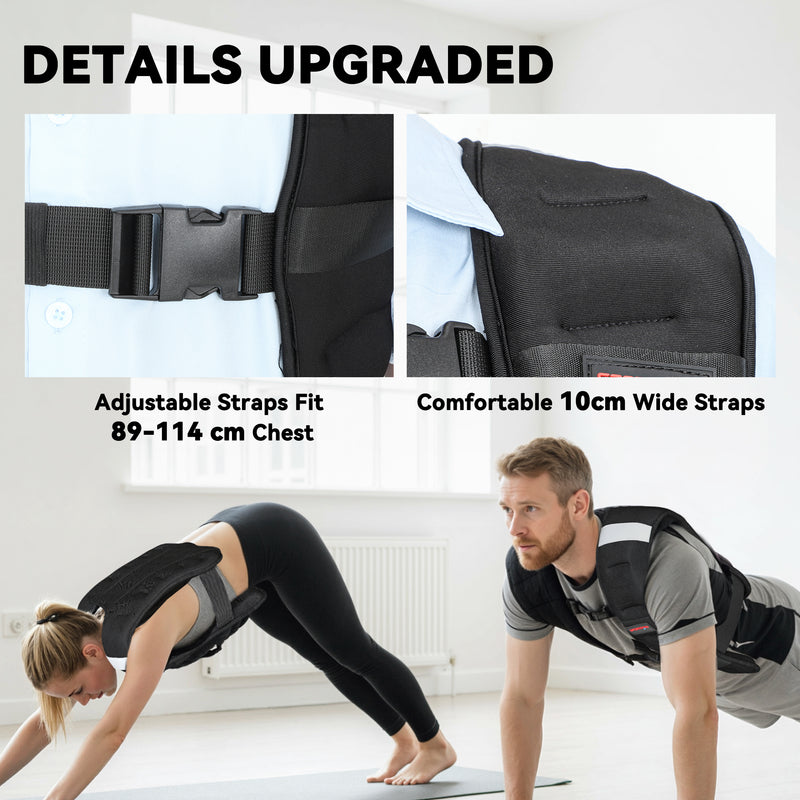 5kg Weighted Training Vest with Adjustable Fit and Reflective Strips for Workouts Black AOSOM