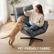 Swivel Armchair with Scratch Resistant Fabric for Pet Friendly Relaxing Dark Grey AOSOM