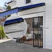 Blue 3 x 2.5m Electric Retractable Awning with LED Light and Remote Control by Outsunny
