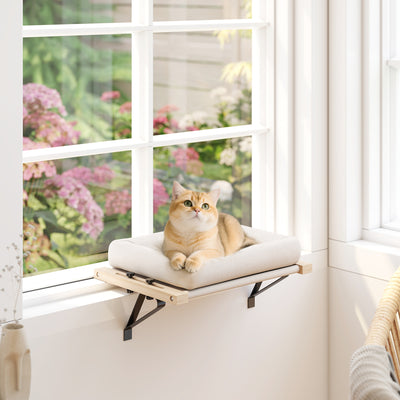 Adjustable Cat Radiator Hammock Bed With Washable Cushion For Indoor Use Cream White