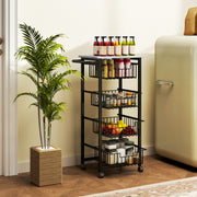 Grey Mobile Kitchen Island With Storage Baskets and Brakes by HOMCOM