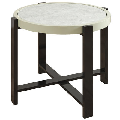 60cm Round Garden Side Table with Tempered Glass Top Aluminium Frame Light Grey
