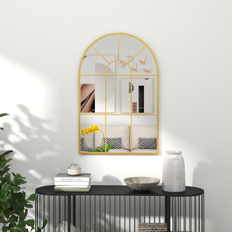 Modern Arched Wall Mirror Gold 91 x 60 cm for Living Room and Bedroom by HOMCOM