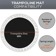 10ft Trampoline Replacement Mat With Spring Tool and 54 V Hooks For Outdoor Use Black AOSOM