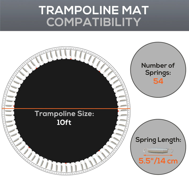 10ft Trampoline Replacement Mat With Spring Tool and 54 V Hooks For Outdoor Use Black AOSOM