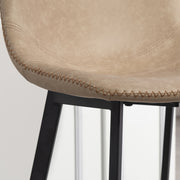 Set of 2 PU Leather Bar Stools with Backrest and Footrest for Kitchen or Breakfast Bar Light Brown