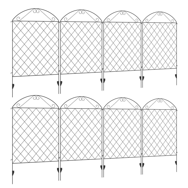 Black Metal Garden Border Fence Set 23ft Rustproof Edging For Flower Beds And Pets