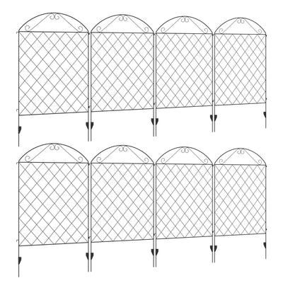 Black Metal Garden Border Fence Set 23ft Rustproof Edging For Flower Beds And Pets