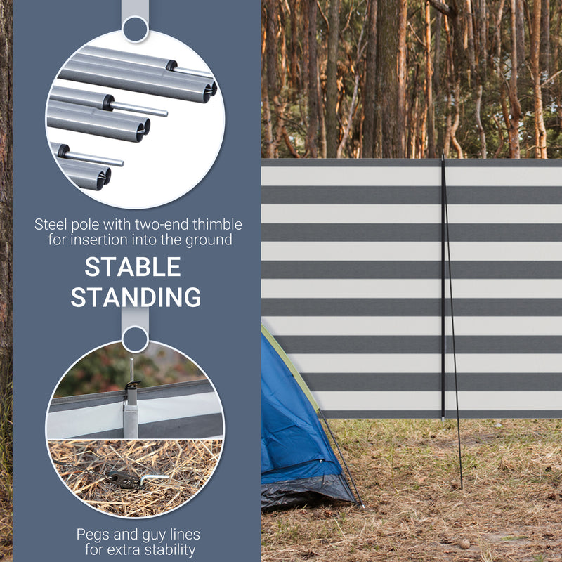 4 Pole Outdoor Windbreak Shelter With Steel Frame And Carry Bag For Camping Grey White AOSOM