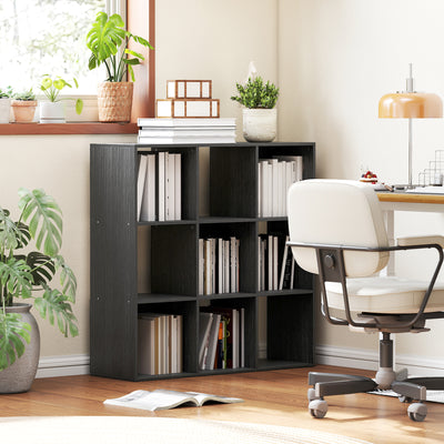 Nine Cube Storage Shelf Unit With Open Display Space For Home Or Office Use, Black