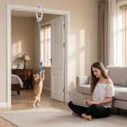 Automatic Doorway Cat Toy With Timer For Indoor Play And Scratch Prevention White Blue Pawhut