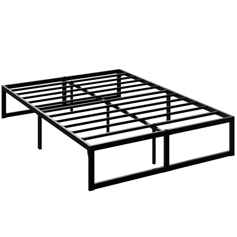 Double Bed Frame with Underbed Storage Space and Easy Assembly Black