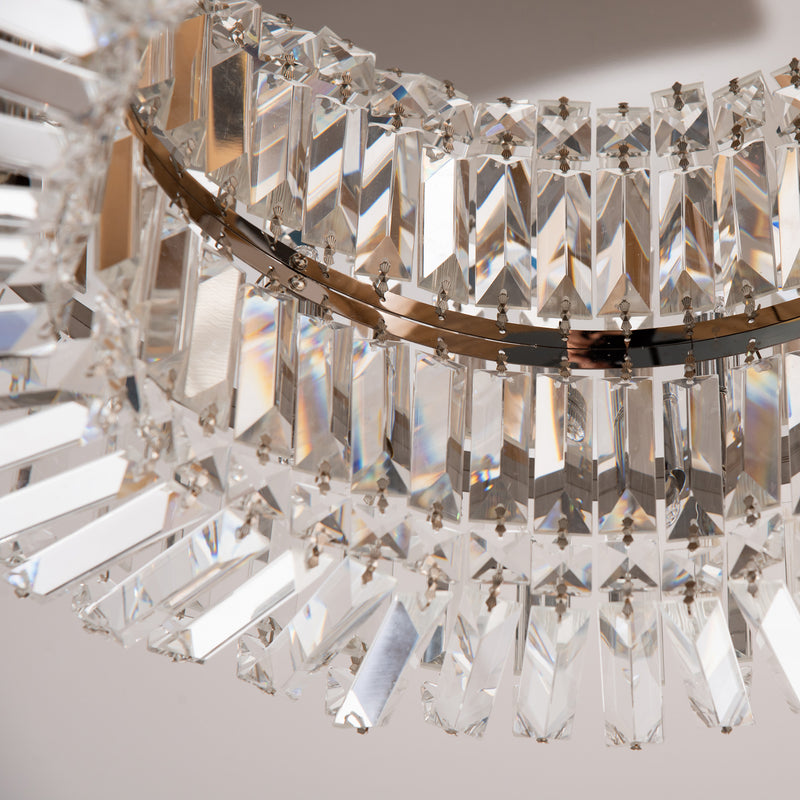 HOMCOM Crystal Ceiling Lights Set of 2, Modern Flush Chandeliers with Stainless Steel Base, Pendant Lights for Living Room Bedroom Dining Room, Silver Tone AOSOM