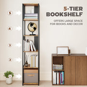 5 Tier Industrial Bookshelf With Steel Frame For Home Office Or Living Room Rustic Brown
