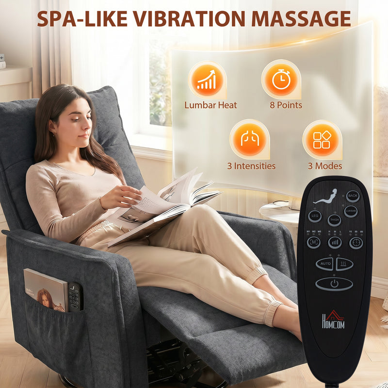 Massage Recliner Chair with Heat and Rocking for Relaxing at Home Dark Grey