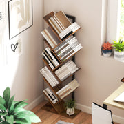 Eight Shelf Tree Bookcase With Space Saving Design For Bedroom Or Lounge, Wood Effect