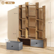 12 Shelf Storage Unit With Drawers For Home Office Or Bedroom Organisation Brown AOSOM