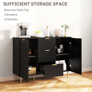 2 Door Sideboard with 3 Drawers and Adjustable Storage Shelves for Home Organisation Black