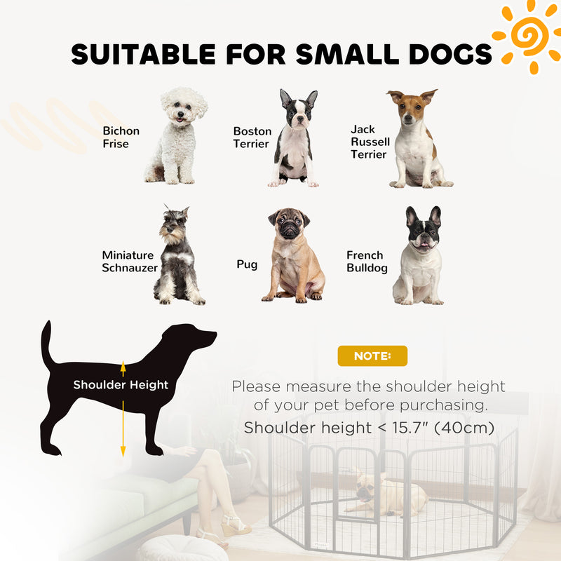 8 Panel Heavy Duty Dog Playpen With Door for Small Dogs 60cm High Indoor Outdoor by PawHut