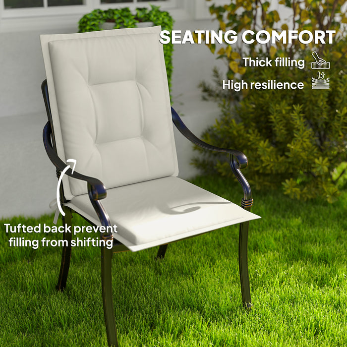 Set of Four White Padded Garden Seat Cushions for Outdoor Chairs by Outsunny