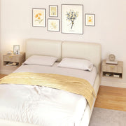 Floating Bedside Tables Set of 2 with Hidden Drawer and Shelf for Space Saving Oak AOSOM
