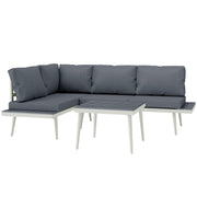 Grey 3 Piece Patio Furniture Set with Adjustable Lounger and Table by Outsunny