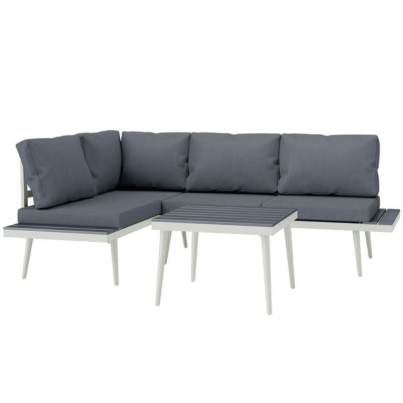 Grey 3 Piece Patio Furniture Set with Adjustable Lounger and Table by Outsunny