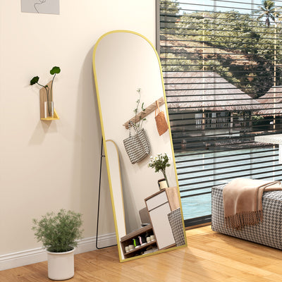 Gold Full Length Standing Mirror with 165cm Aluminium Frame Ideal for Bedroom or Dressing Room