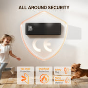 Wall Mounted 2000W Ceramic Electric Heater with Adjustable Thermostat and Fan Black