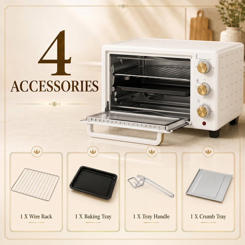 Compact Countertop Mini Oven for Small Kitchens with Easy Clean Tray White