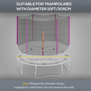 Pink 10ft Trampoline Net Replacement with Zip Entrance and 6 Pole Covers by Outsunny AOSOM
