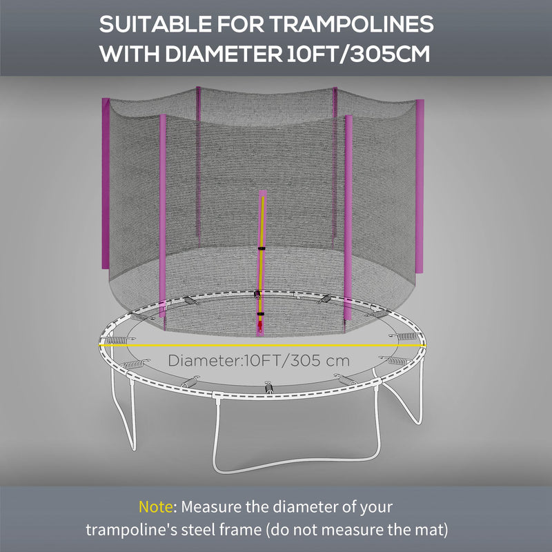 Pink 10ft Trampoline Net Replacement with Zip Entrance and 6 Pole Covers by Outsunny AOSOM