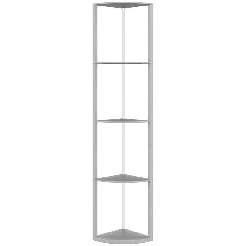 5 Tier LED Floor Lamp With Shelves And Remote Control For Living Room Or Bedroom Grey