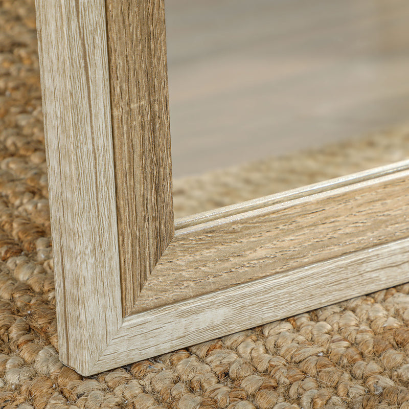 Two Tone Full Length Mirror White and Oak Effect 162 cm Tall Modern Bedroom Decor