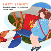 Kids Two Seater Garden Swing Chair with Canopy and Safety Harness for Outdoor Fun