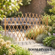 Freestanding Expandable Garden Privacy Screen Set of 2 Foldable Fir Wood Brown Outsunny