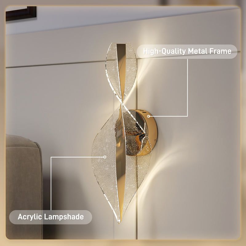 Gold LED Spiral Wall Lights 2 Pack Adjustable Colour Temperature for Modern Interiors