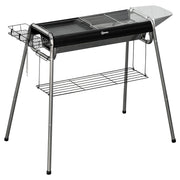 Black Charcoal BBQ Grill with Adjustable Vents and Wheels for Outdoor Cooking by Outsunny