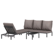Three Piece Aluminium Garden Lounger Set With Reclining Backs For Outdoor Relaxation