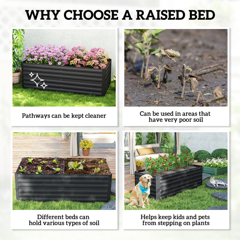 Large Raised Garden Bed With Reinforced Steel Frame For Vegetables And Flowers Black