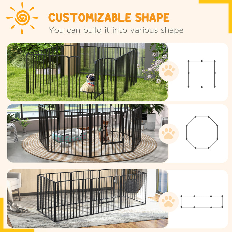 Heavy Duty 8 Panel Dog Playpen for Indoor and Outdoor Use Suitable for Medium Dogs Black