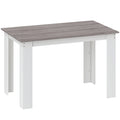 Dining Table for Small Spaces Seats 6 Easy Clean Surface Grey Wood Effect White AOSOM
