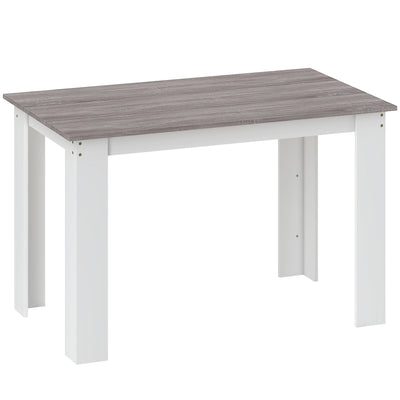 Dining Table for Small Spaces Seats 6 Easy Clean Surface Grey Wood Effect White AOSOM