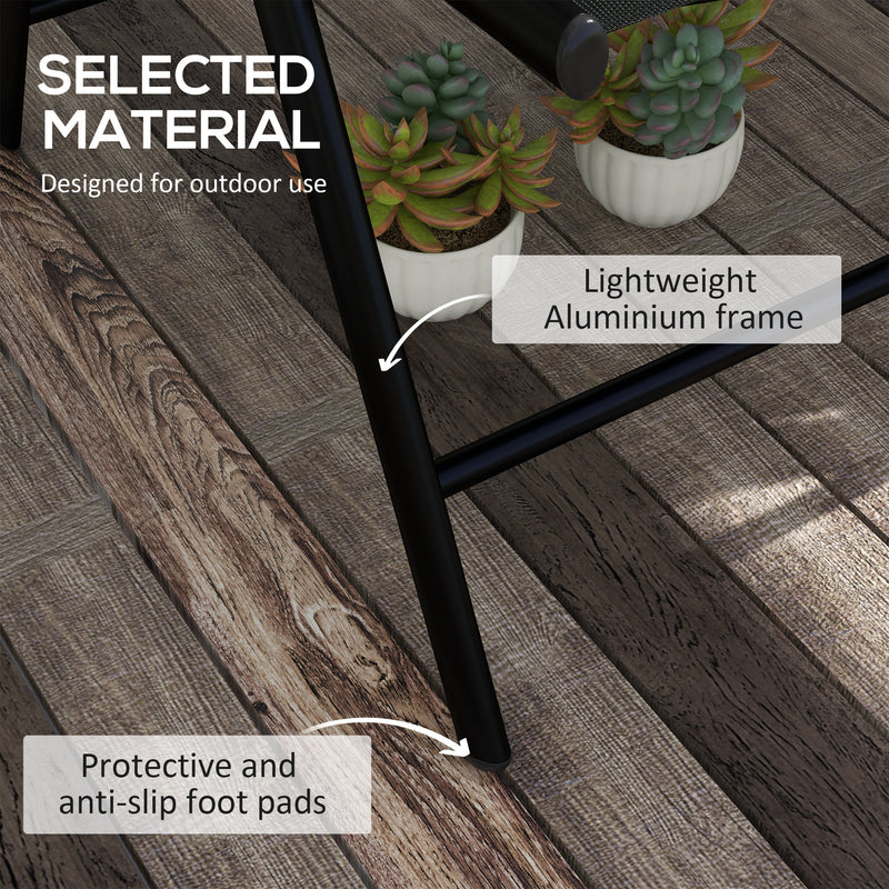 Set of 2 Black Garden Chairs with Armrests and Cushions for Relaxing Outdoor Seating