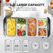 Electric Buffet Warmer with 5 Trays and Adjustable Heat Ideal for Parties and Events