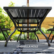 Khaki 7 Seater Steel Outdoor Dining Set With Parasol Hole by Outsunny