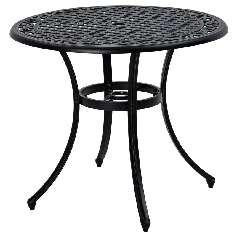 Round Aluminium Garden Table with Parasol Hole Seats 4 Ideal for Patios and Outdoor Dining