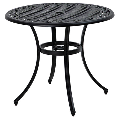 Round Aluminium Garden Table with Parasol Hole Seats 4 Ideal for Patios and Outdoor Dining